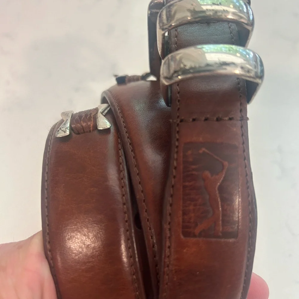Vintage PGA Brown Leather Belt with Silver‎ Buckle